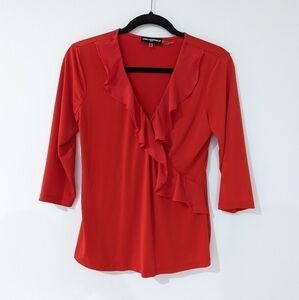 Karl Lagerfeld Red Quarter Sleeve Blouse Size XS